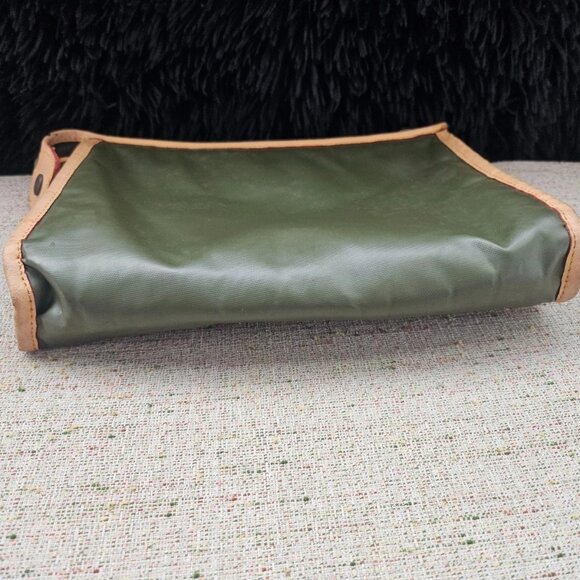 Hunting World Costmetic Bag Pouch Cluth Bag Green/Tan Leather Make Up Bag France - Picture 8 of 13